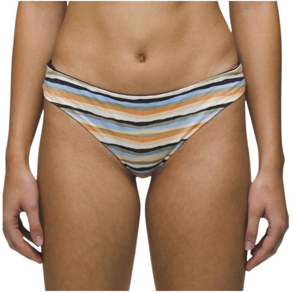 Prana Gemma Reversible Swim Bottom Bikini Sz L Water Stripe Beach Bikini NEW